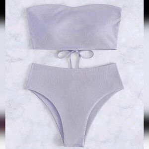 Tie Back Bandeau 2 Piece Bikini Set, L (8-10), Lavender